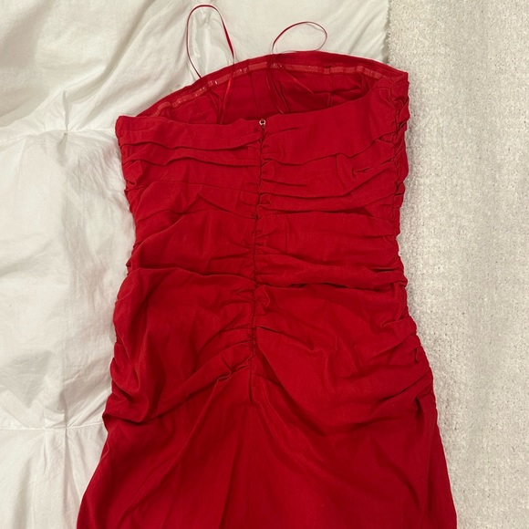 Anthropologie Red Ruched Tube Dress - Picture 4 of 5